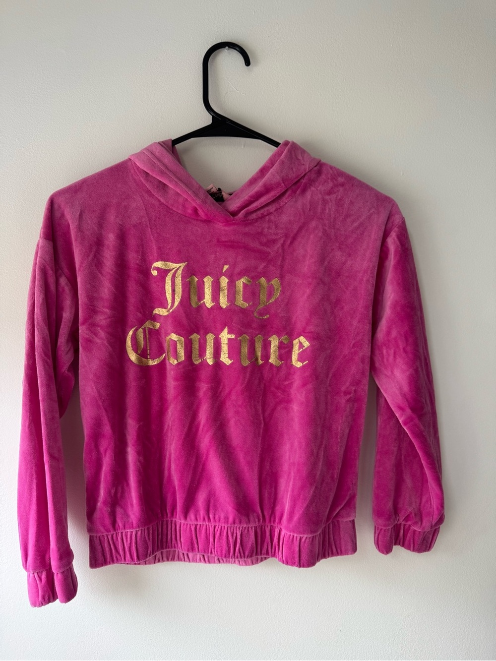 Juicy Couture Girls Pink Velour Zip Up Hoodie Size M 8-10